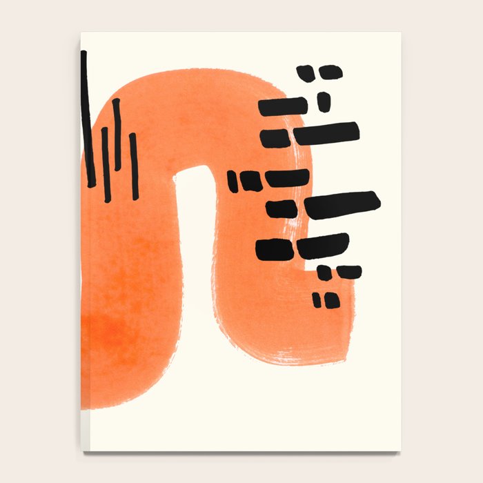 Mid Century Modern abstract Minimalist Fun Colorful Shapes Patterns Orange Watercolor Wiggle Stroke Notebook Gallery Image 4