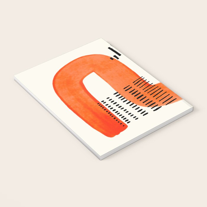 Mid Century Modern abstract Minimalist Fun Colorful Shapes Patterns Orange Watercolor Wiggle Stroke Notebook Gallery Image 3