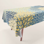 Floral Print, Yellow, Gray, Blue, Teal Tablecloth Gallery Image 1