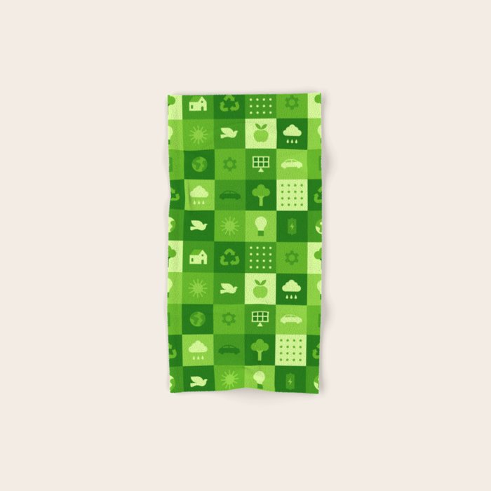 Green eco friendly nature geometric mosaic pattern Bath Towel Gallery Image 1