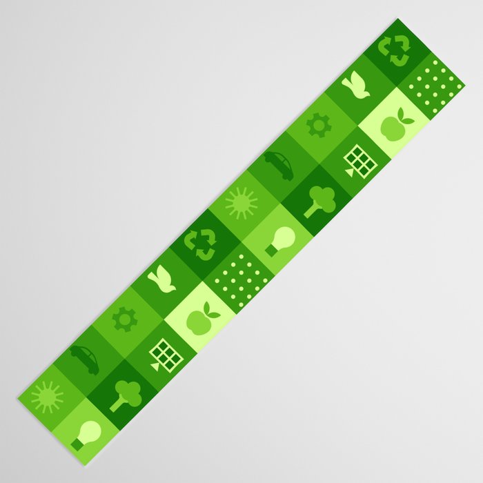 Green eco friendly nature geometric mosaic pattern Table Runner Gallery Image 3