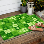 Green eco friendly nature geometric mosaic pattern Outdoor Rug Gallery Image 2