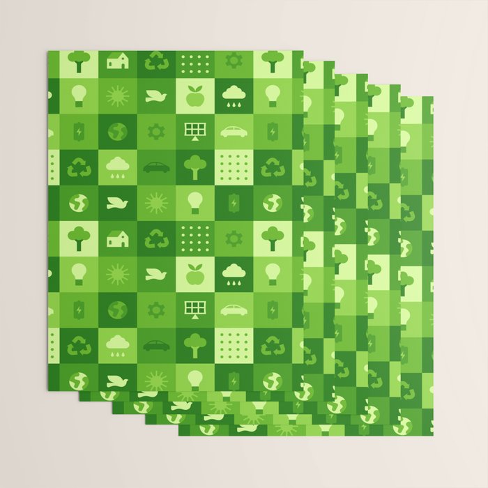 Green eco friendly nature geometric mosaic pattern Wrapping Paper Gallery Image 3