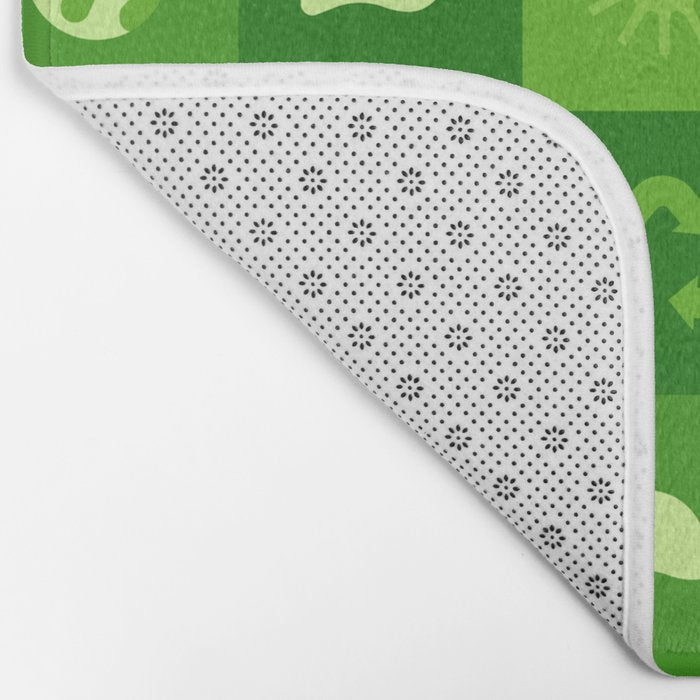 Green eco friendly nature geometric mosaic pattern Bath Mat Gallery Image 2