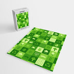Green eco friendly nature geometric mosaic pattern Jigsaw Puzzle Gallery Image 2