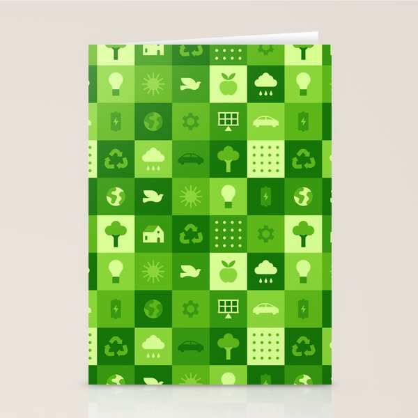 Green eco friendly nature geometric mosaic pattern Stationery Card Gallery Image 2