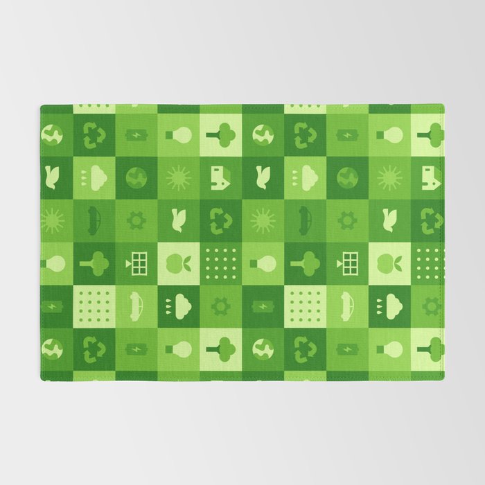 Green eco friendly nature geometric mosaic pattern Rug Gallery Image 2