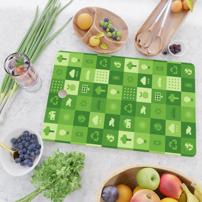 Green eco friendly nature geometric mosaic pattern Cutting Board Gallery Image 2