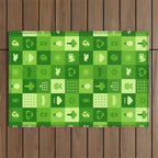 Green eco friendly nature geometric mosaic pattern Outdoor Rug Gallery Image 1