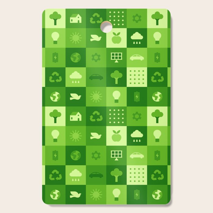 Green eco friendly nature geometric mosaic pattern Cutting Board Gallery Image 1