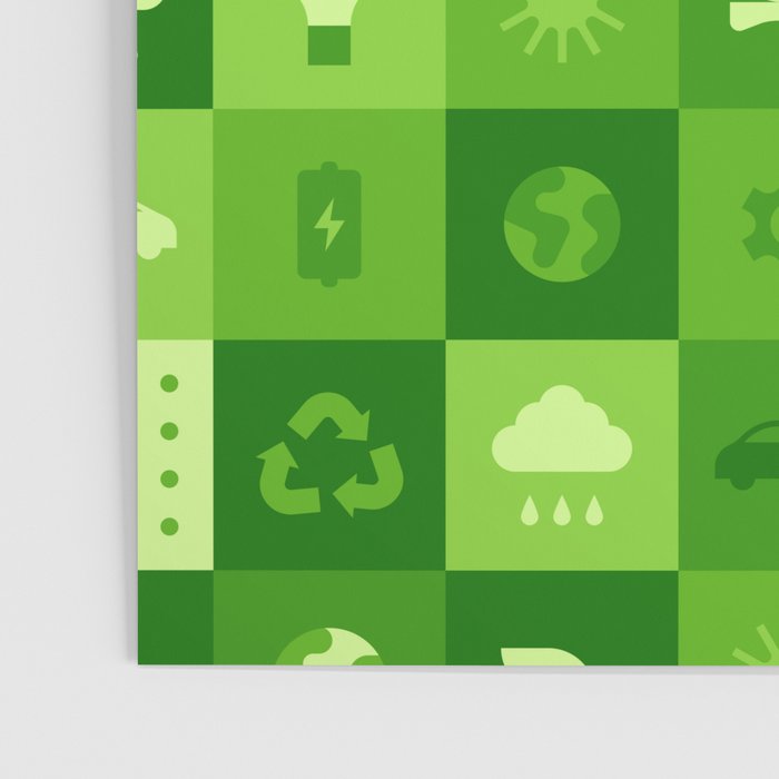 Green eco friendly nature geometric mosaic pattern Poster Gallery Image 3