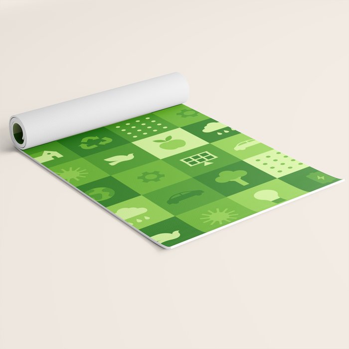 Green eco friendly nature geometric mosaic pattern Yoga Mat Gallery Image 2