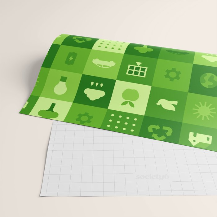 Green eco friendly nature geometric mosaic pattern Wrapping Paper Gallery Image 2
