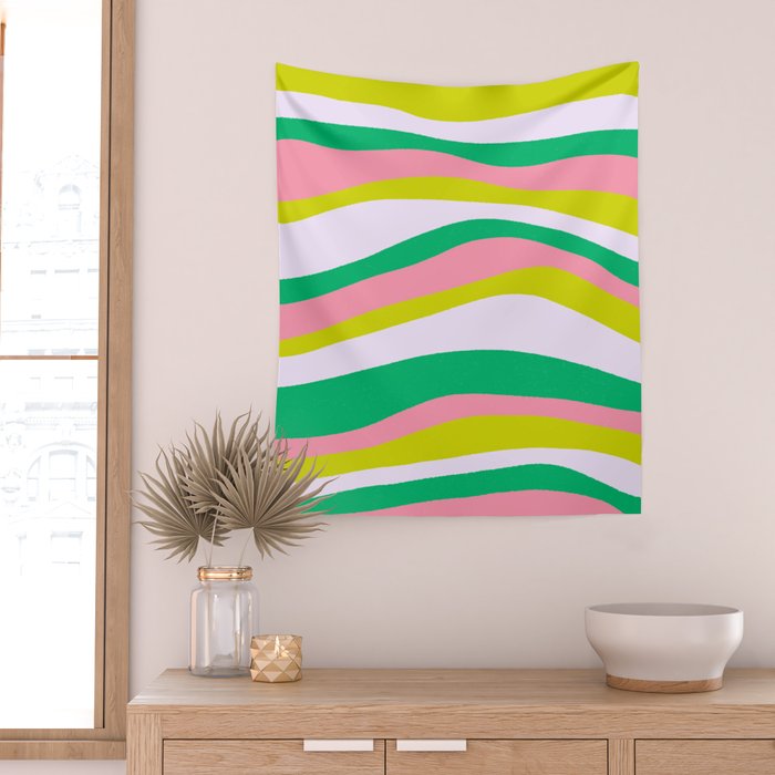 Retro Ribbon Stripes Wall Tapestry Gallery Image 2