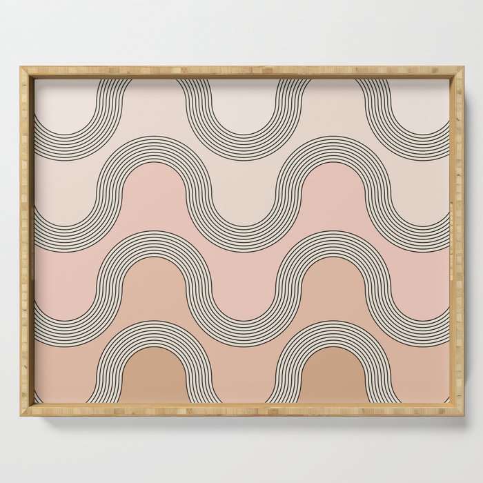 Mid Century Waves - Blush Pink Serving Tray Gallery Image 1