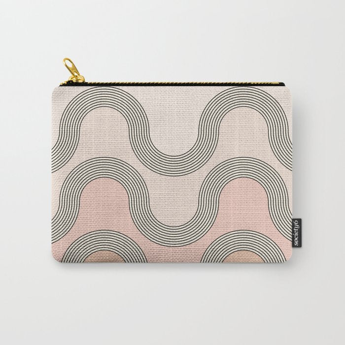Mid Century Waves - Blush Pink Carry All Pouch Gallery Image 1