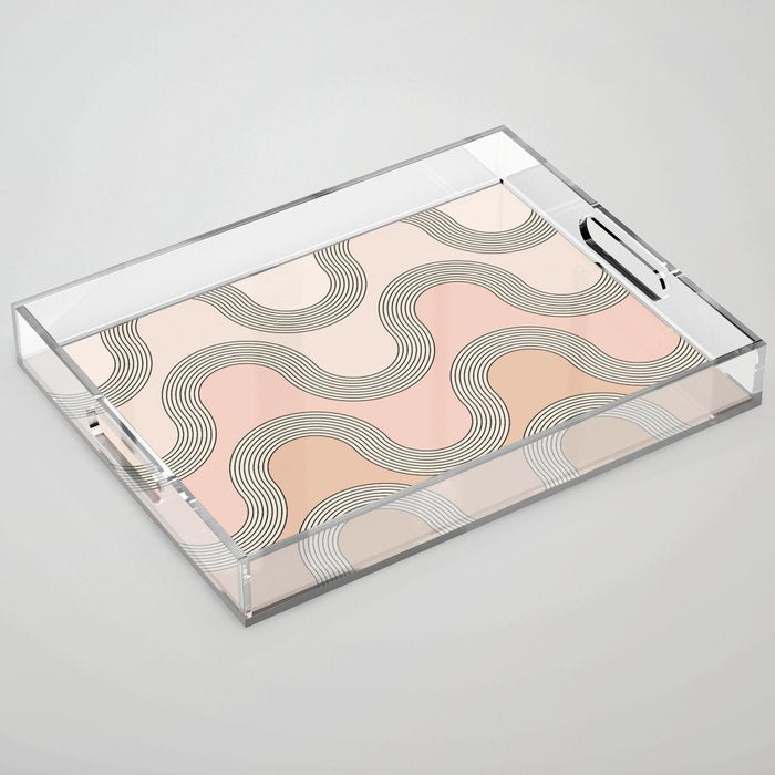 Mid Century Waves - Blush Pink Acrylic Tray Gallery Image 1
