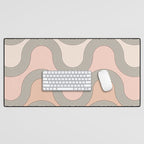 Mid Century Waves - Blush Pink Desk Mat Gallery Image 1
