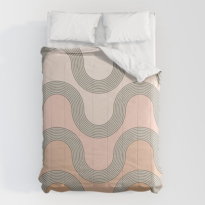 Mid Century Waves - Blush Pink Comforter Gallery Image 6