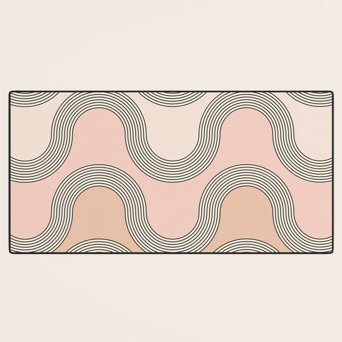 Mid Century Waves - Blush Pink Desk Mat Gallery Image 3