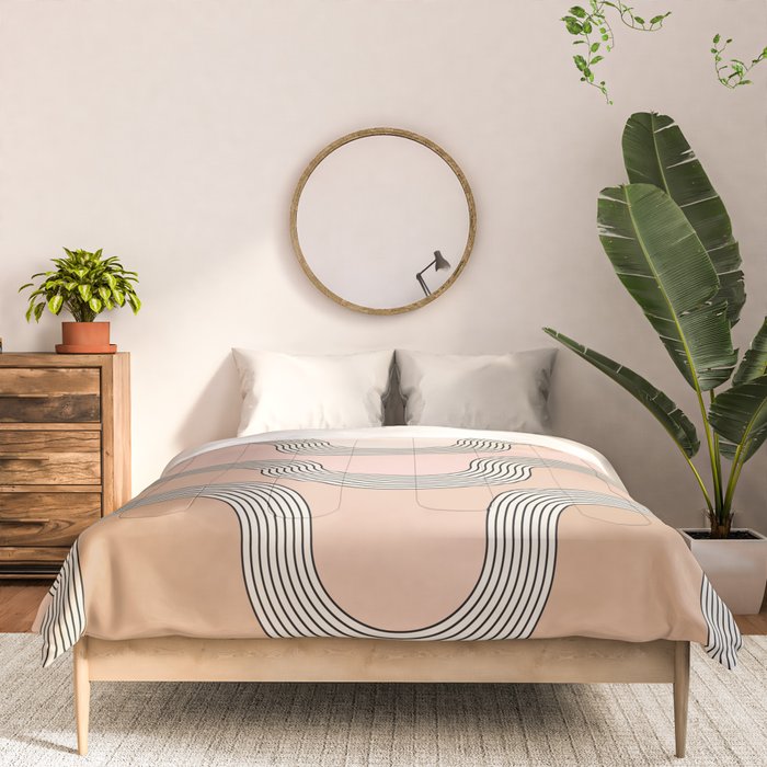 Mid Century Waves - Blush Pink Comforter Gallery Image 3