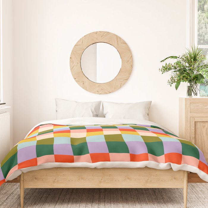 Checkered Rainbow Retro Vibe  Duvet Cover Gallery Image 3