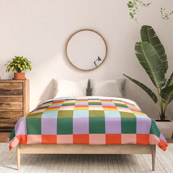 Checkered Rainbow Retro Vibe  Comforter Gallery Image 3