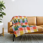 Checkered Rainbow Retro Vibe  Throw Blanket Gallery Image 1