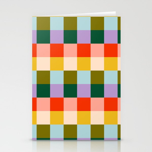 Checkered Rainbow Retro Vibe  Stationery Card Gallery Image 1