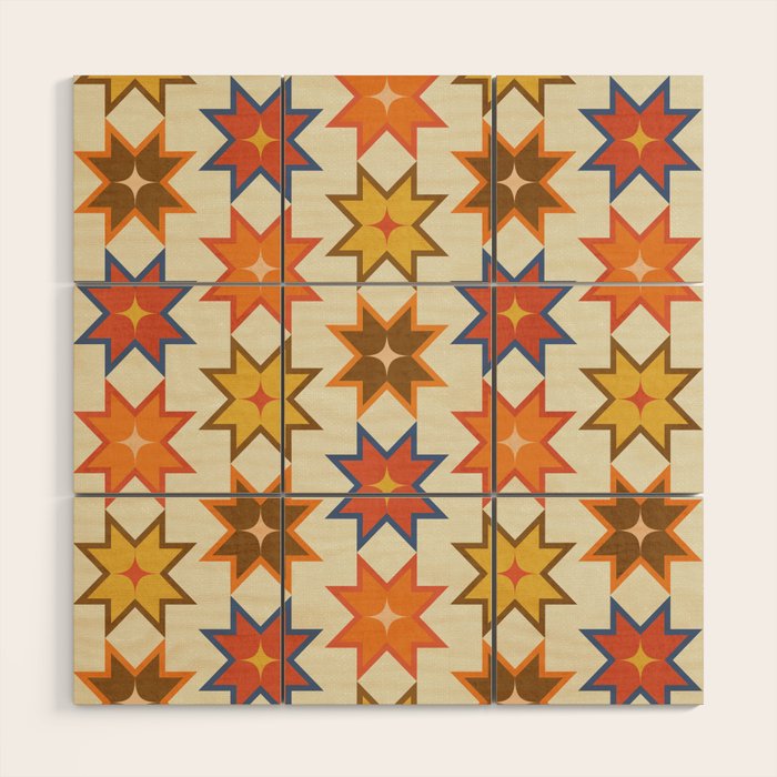 Holiday Mosaic Stars Retro-Inspired Festive Design Wood Wall Art Gallery Image 1