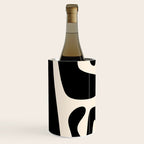 Mid Century Modern Kwaito Abstract Pattern in Black and Almond Cream Wine Chiller Gallery Image 1