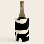 Mid Century Modern Kwaito Abstract Pattern in Black and Almond Cream Wine Chiller Gallery Image 3