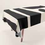 Mid Century Modern Kwaito Abstract Pattern in Black and Almond Cream Tablecloth Gallery Image 1
