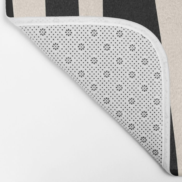 Mid Century Modern Kwaito Abstract Pattern in Black and Almond Cream Bath Mat Gallery Image 2