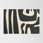 Mid Century Modern Kwaito Abstract Pattern in Black and Almond Cream Rug Gallery Image 2