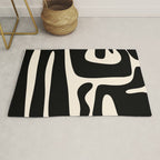 Mid Century Modern Kwaito Abstract Pattern in Black and Almond Cream Rug Gallery Image 1