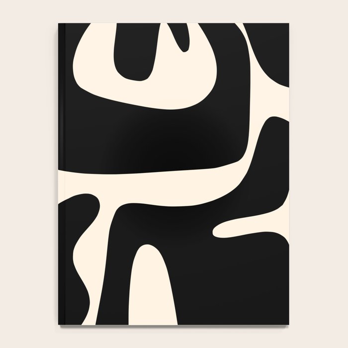 Mid Century Modern Kwaito Abstract Pattern in Black and Almond Cream Notebook Gallery Image 4
