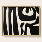 Mid Century Modern Kwaito Abstract Pattern in Black and Almond Cream Serving Tray Gallery Image 1