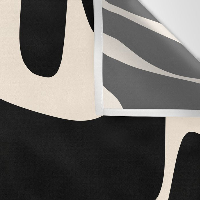 Mid Century Modern Kwaito Abstract Pattern in Black and Almond Cream Wall Tapestry Gallery Image 3