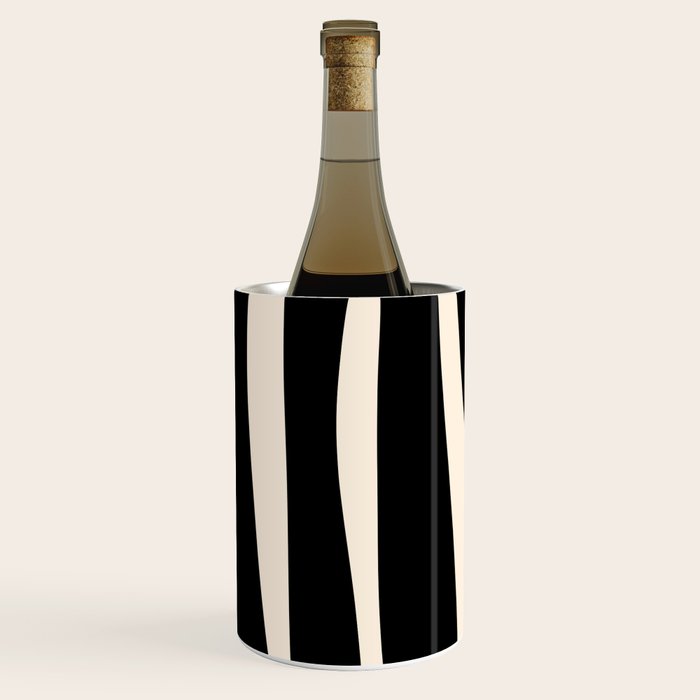 Mid Century Modern Kwaito Abstract Pattern in Black and Almond Cream Wine Chiller Gallery Image 2