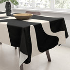 Mid Century Modern Kwaito Abstract Pattern in Black and Almond Cream Tablecloth Gallery Image 3
