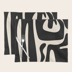 Mid Century Modern Kwaito Abstract Pattern in Black and Almond Cream Placemat Gallery Image 1