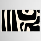 Mid Century Modern Kwaito Abstract Pattern in Black and Almond Cream Tablecloth Gallery Image 2