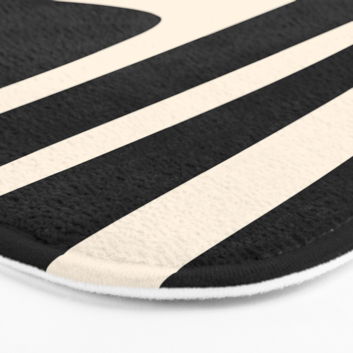 Mid Century Modern Kwaito Abstract Pattern in Black and Almond Cream Bath Mat Gallery Image 3
