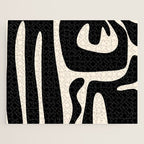 Mid Century Modern Kwaito Abstract Pattern in Black and Almond Cream Jigsaw Puzzle Gallery Image 1