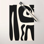 Mid Century Modern Kwaito Abstract Pattern in Black and Almond Cream Wrapping Paper Gallery Image 1