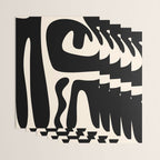 Mid Century Modern Kwaito Abstract Pattern in Black and Almond Cream Wrapping Paper Gallery Image 3