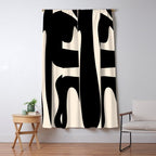 Mid Century Modern Kwaito Abstract Pattern in Black and Almond Cream Window Curtain Gallery Image 5