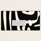 Mid Century Modern Kwaito Abstract Pattern in Black and Almond Cream Desk Mat Gallery Image 1