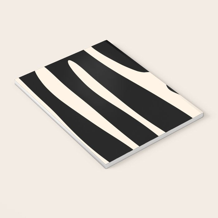 Mid Century Modern Kwaito Abstract Pattern in Black and Almond Cream Notebook Gallery Image 3